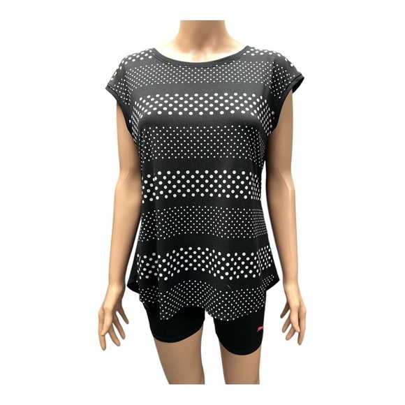 Elle Tops - Elle - EC - Black & White Polka Dot Top